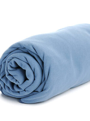 Blue microfiber towel isolated on white background